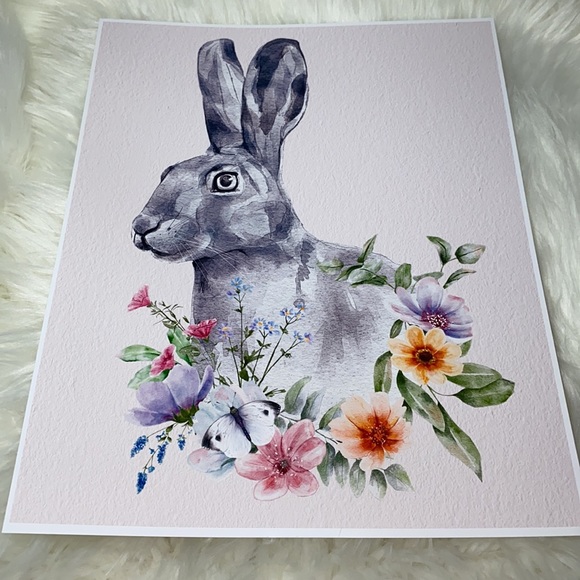 Wall Art Watercolor Bunny Print Poster Unframed - Picture 8 of 15